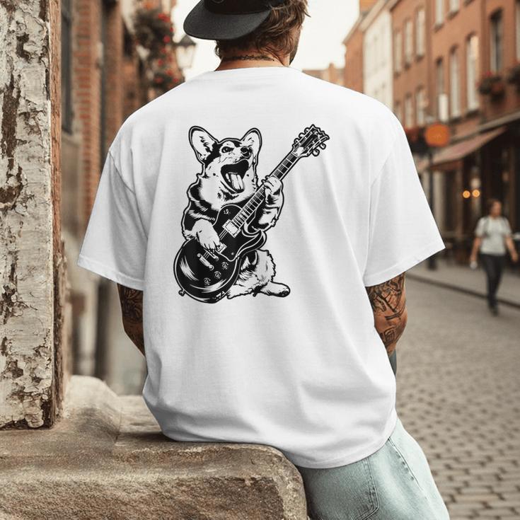 Dog Guitarist Guitar Pembroke Welsh Corgi Dad Mom Men's Back Print T-Shirt