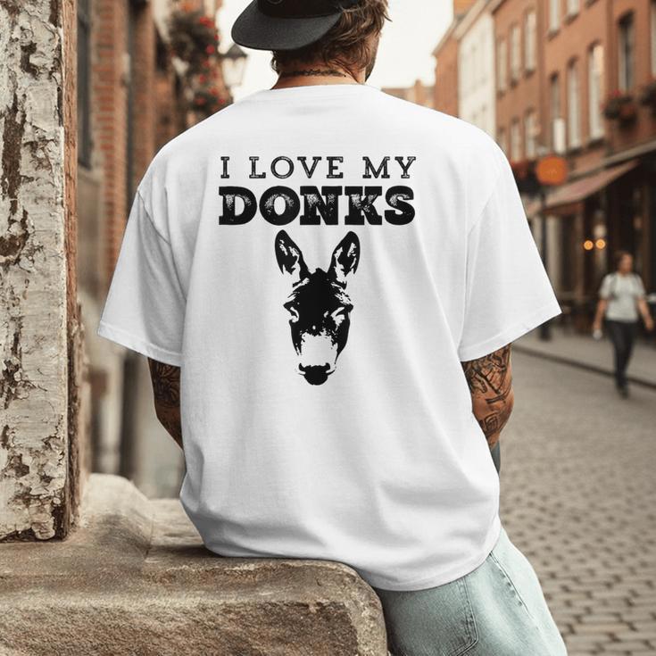 Donkey Mom Or Dad I Love My Donks Farmer Men's Back Print T-Shirt
