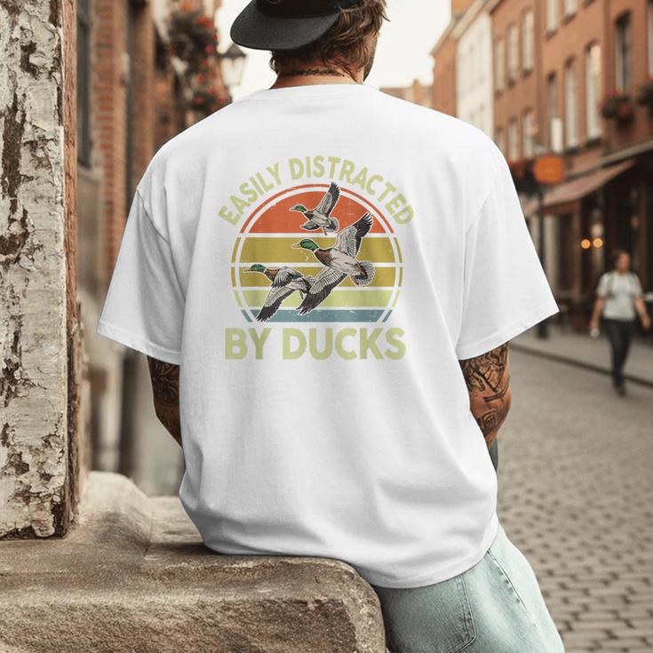 Easily Distracted Duck Hunting Dad Hunter Son Daughter Men's Back Print T-Shirt