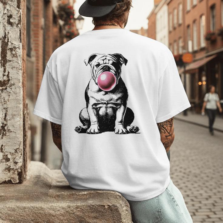 English Bulldog Bubble Gum Vintage Dog Mom Pet Dad Men's Back Print T-Shirt English Bulldog Bubble Gum Vintage Dog Mom Pet Dad Men's Back Print T-Shirt