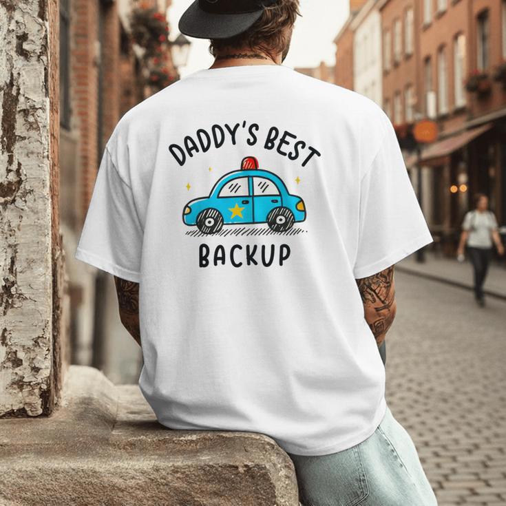 Father Son Daughter Daddy's Best Backup Father's Day Toddler Men's Back Print T-Shirt