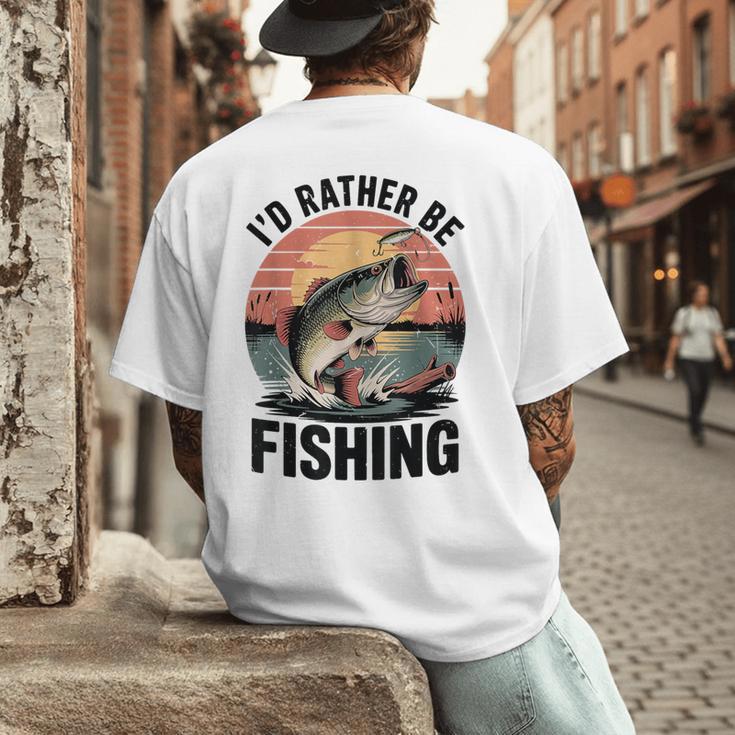 Id Rather Be Fishing Largemouth Bass Fish Dad Jokes Men's Back Print T-Shirt