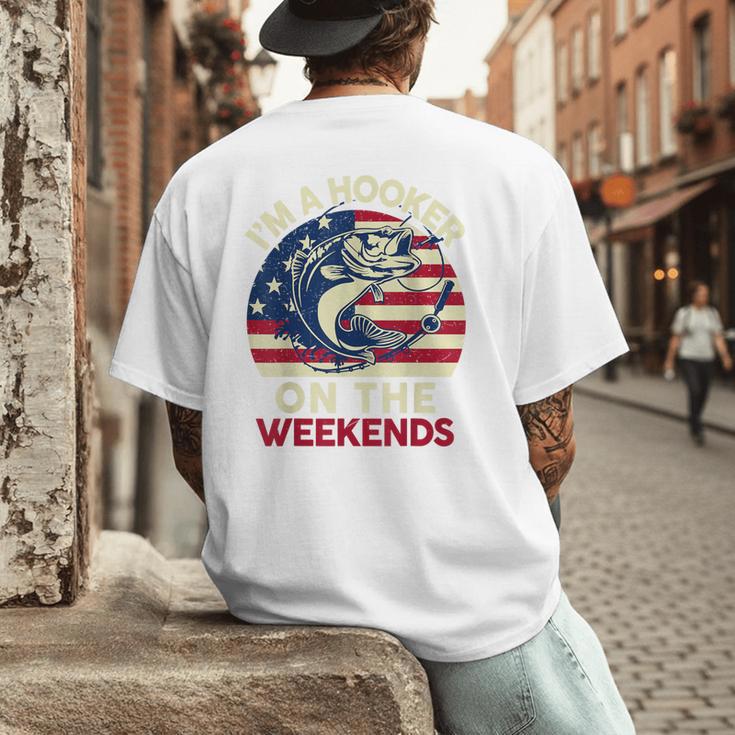 I'm Hooker On The Weekends Dirty Bass Dad Fishing Men's Back Print T-Shirt