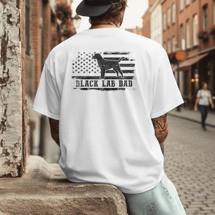 Lab Dad Distressed American Flag Patriotic Dog Men's Back Print T-Shirt