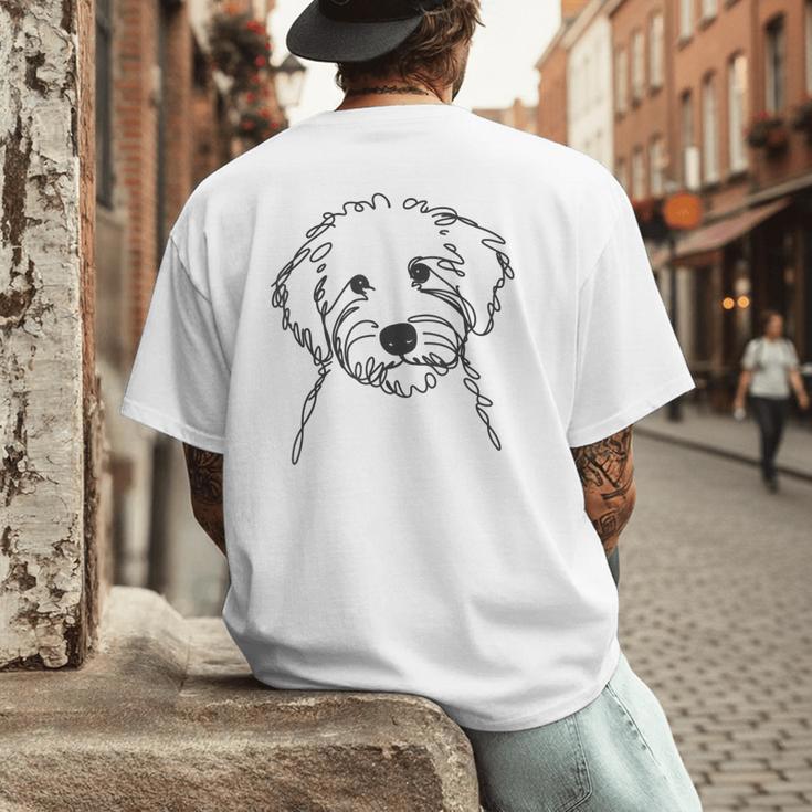 Line Art Dad Mom Dog Sheepadoodle Men's Back Print T-Shirt