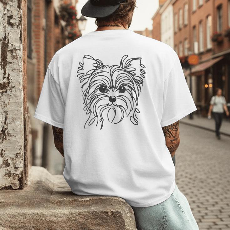 Line Art Dad Mom Dog Teecup Yorkie Men's Back Print T-Shirt Line Art Dad Mom Dog Teecup Yorkie Men's Back Print T-Shirt
