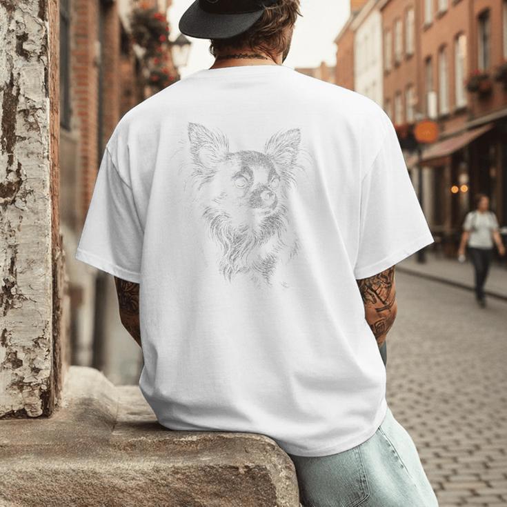 Long Haired Chihuahua Dog For Men Women Dog Mom Dad Men's Back Print T-Shirt