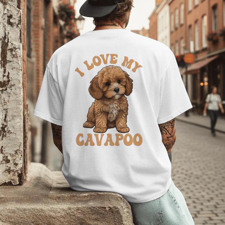 I Love My Cavapoo For Mom Dad Kids Men's Back Print T-Shirt