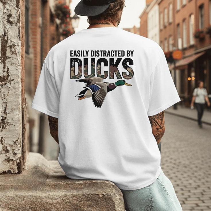 Mallard Duck Hunting Camo Easily Distracted Duck Dad Men's Back Print T-Shirt