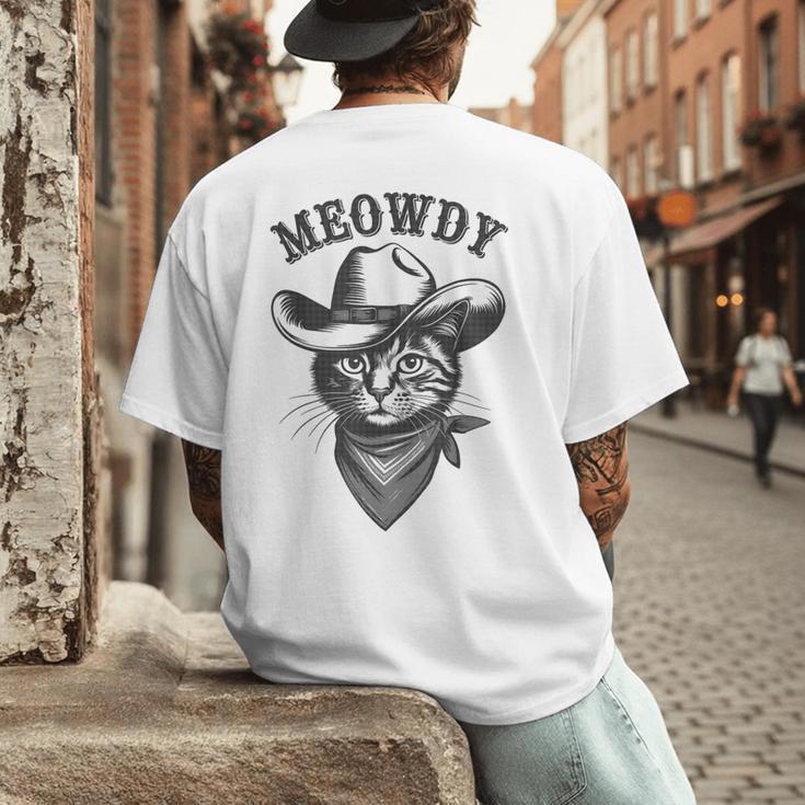 Meowdy Cat Cowboy Western Graphic Cat Lady Cat Dad Men's Back Print T-Shirt Meowdy Cat Cowboy Western Graphic Cat Lady Cat Dad Men's Back Print T-Shirt