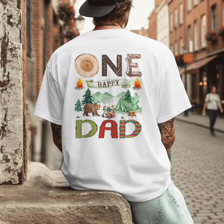 One Happy Dad Camper 1st Birthday Boy Camping Bear Men's Back Print T-Shirt
