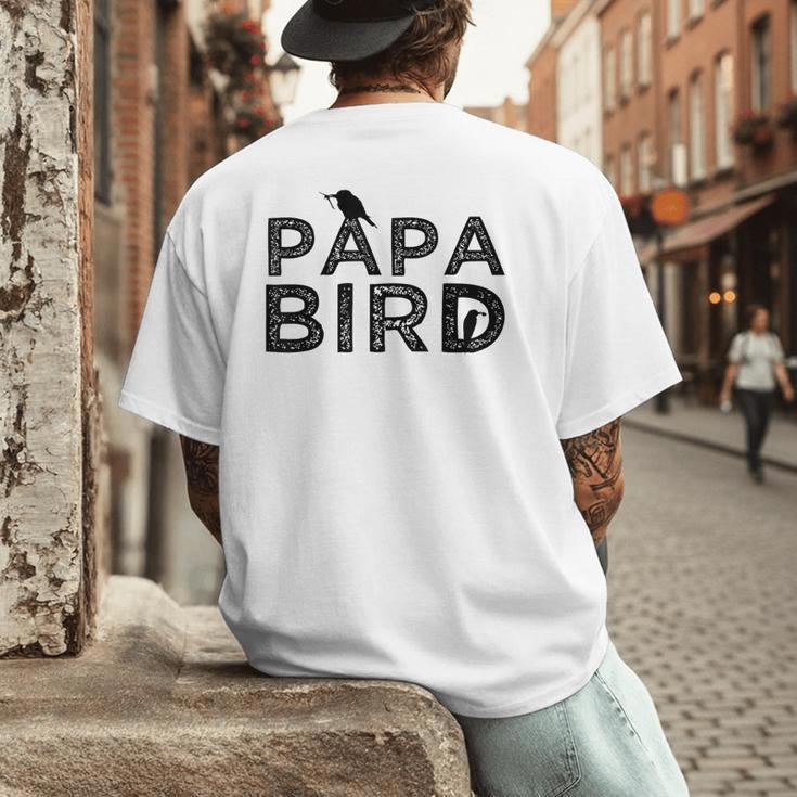 Papa Bird Father Day Dad Birds Quote Saying Men's Back Print T-Shirt