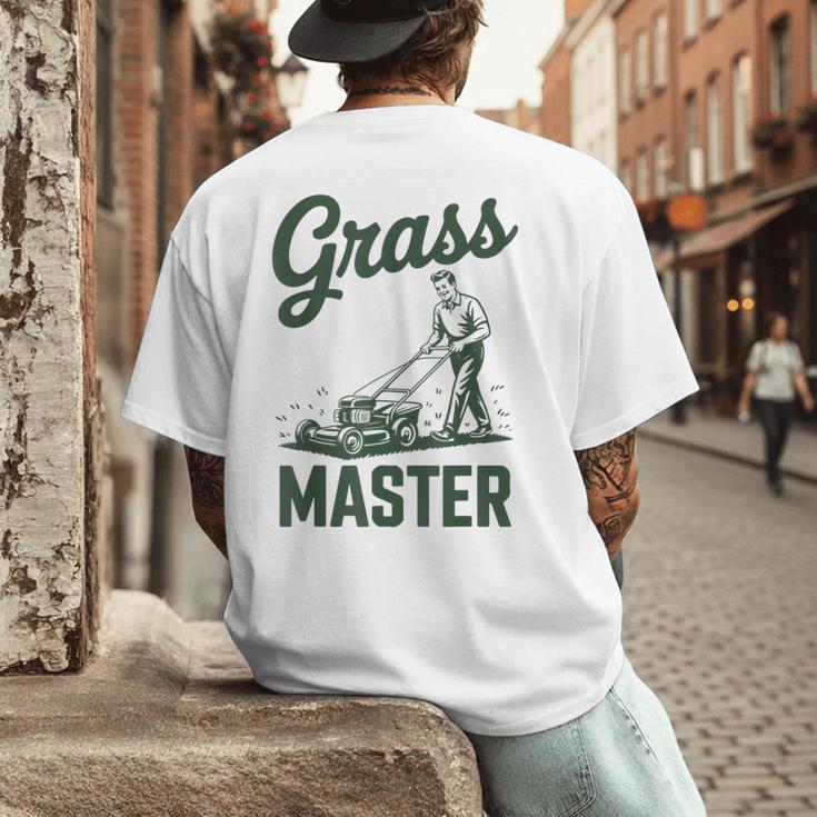 Push Lawn Mower Legend Grass Master Dad Mowing Men's Back Print T-Shirt