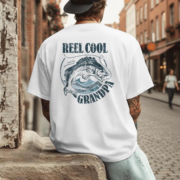 Reel Cool Grandpa Fishing Dad Father's Day Fisherman Men's Back Print T-Shirt
