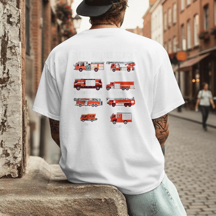 Toddler Boy Types Of FireTruck Firefighter Baby Dad Fireman Men's Back Print T-Shirt