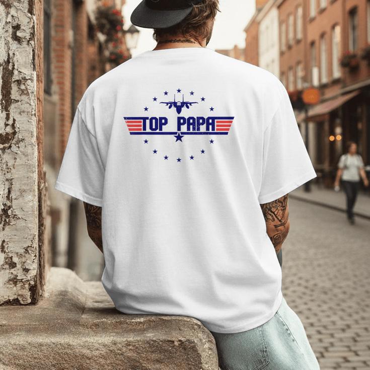 Top Papa Fathers Day Birthday For Men Dad Daddy Grandpa Men's Back Print T-Shirt