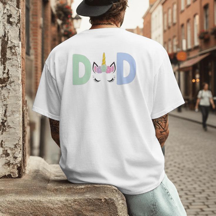 Unicorn Dad First Birthday Girl Family Matching Mama Party Men's Back Print T-Shirt