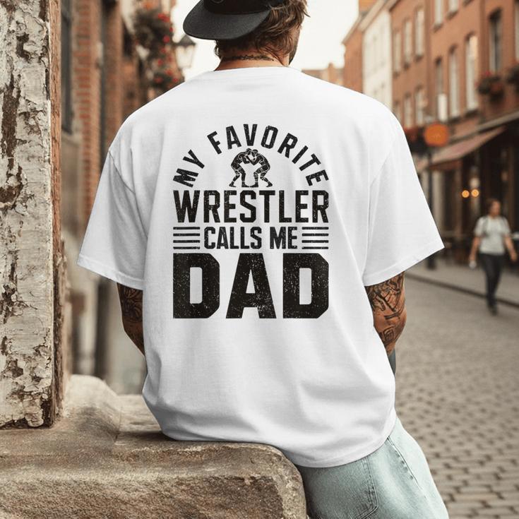 Wrestler Daddy Wrestling Dad Men's Back Print T-Shirt