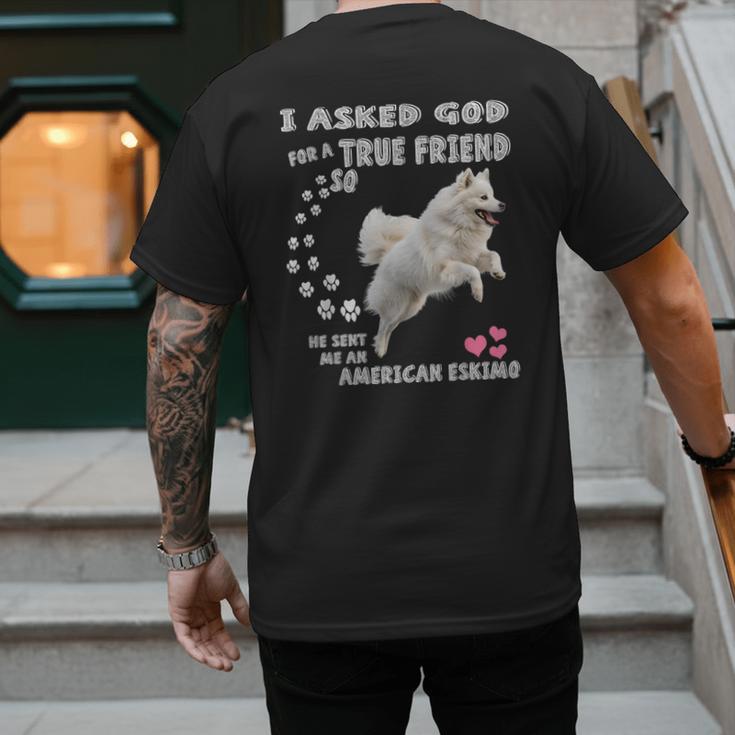 American Eskimo Dog Mom Eskie Dad Art Eskie Lover Quote Men's Back Print T-Shirt