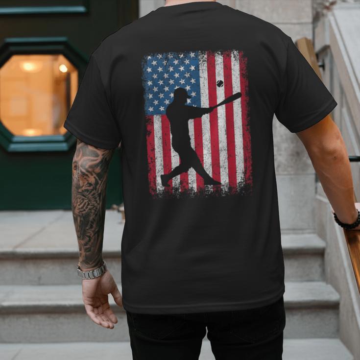 American Flag Vintage Baseball Flag Dad Mom Tee T-Shirt Men's Back Print T-Shirt
