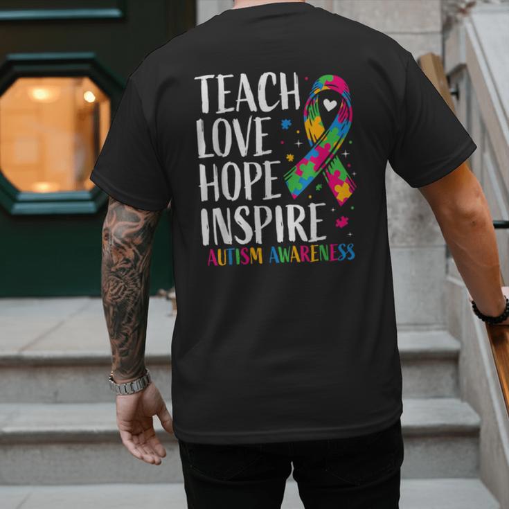 Autism Awareness Ribbon Mom Dad Kids Autistic Support Autism Men's Back Print T-Shirt Autism Awareness Ribbon Mom Dad Kids Autistic Support Autism Men's Back Print T-Shirt