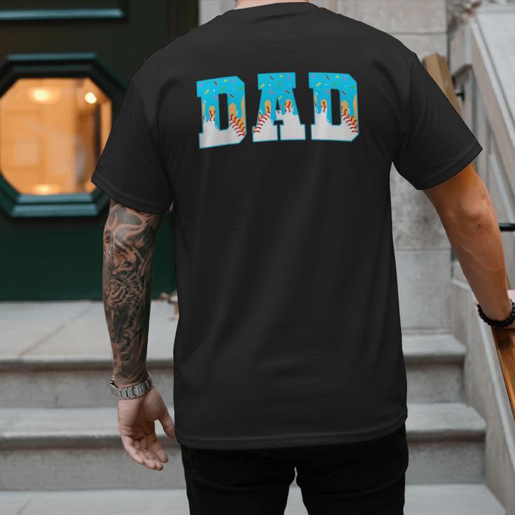 Baseball Dad Ice Cream Drip Happy Fathers Day Men's Back Print T-Shirt