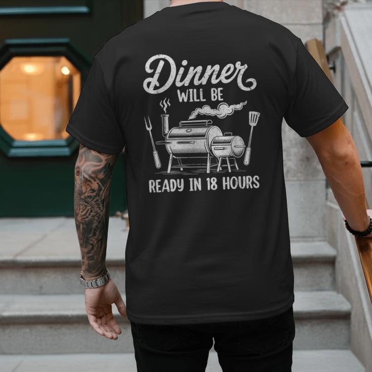 Bbq Men Smoking Meat Smoker Grilling Barbecue Dad Men's Back Print T-Shirt