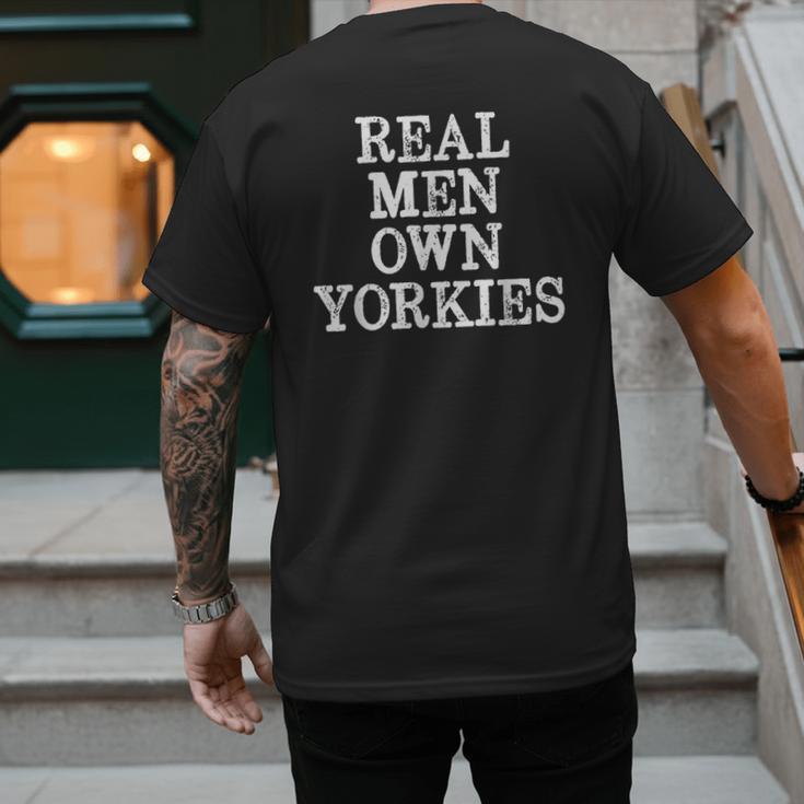BDAZ Yorkie Dad Real Men Own Yorkies Terriers Dog Husband Small Men's Back Print T-Shirt