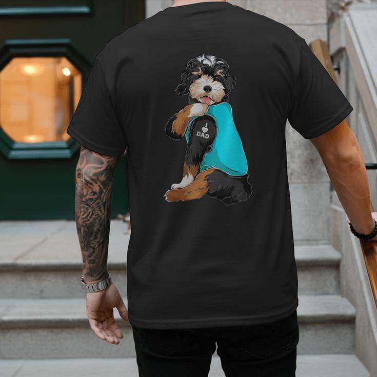 Bernedoodle I Love Dad Tattoo Apparel Dog Dad Dads Men's Back Print T-Shirt