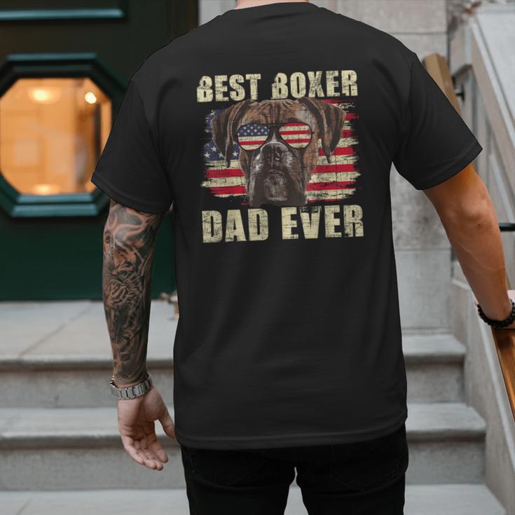 Best Boxer Dad Ever USA Flag American Dog Animal Lover Men's Back Print T-Shirt