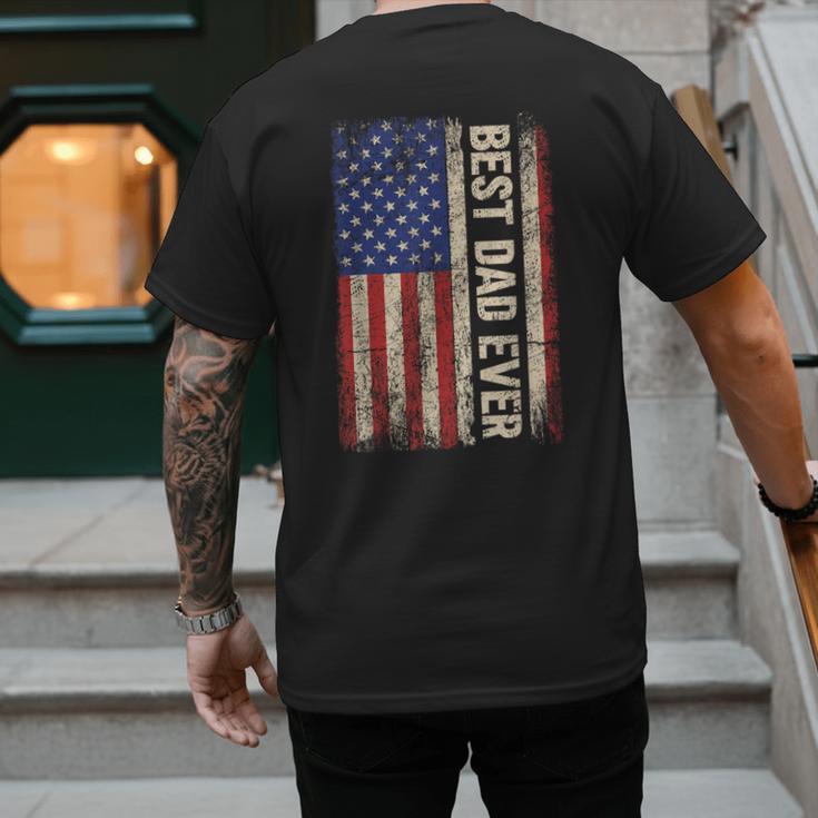 Best Dad Ever US American Flag For Father's Day Men Men's Back Print T-Shirt