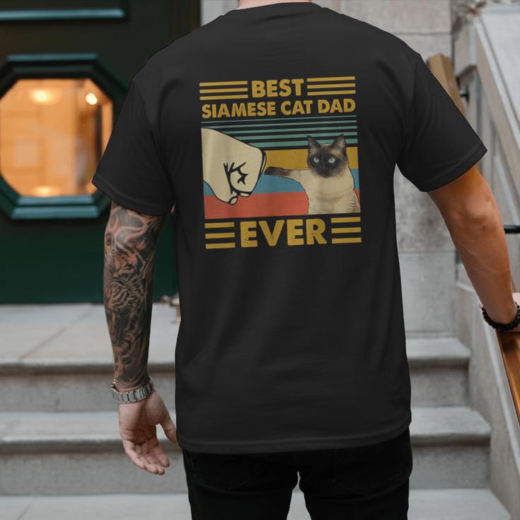 Best Siamese Cat Dad Ever Retro Vintage Sunset Men's Back Print T-Shirt