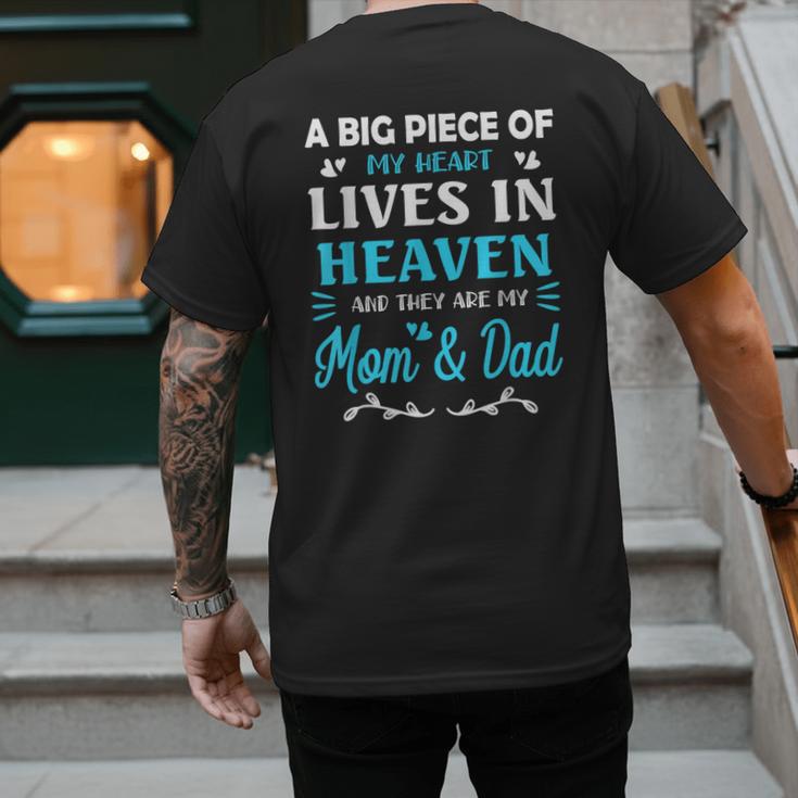 A Big Piece Of My Heart Lives In Heaven My Mom And Dad Men's Back Print T-Shirt
