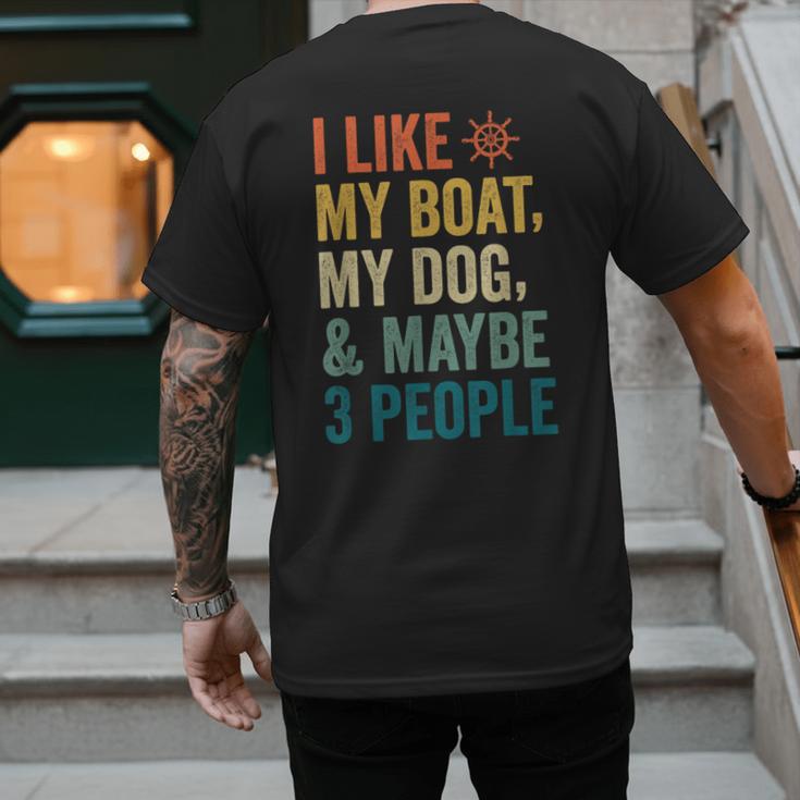 I Like My Boat Dog And Maybe 3 People Retro Sailor Dad Men's Back Print T-Shirt