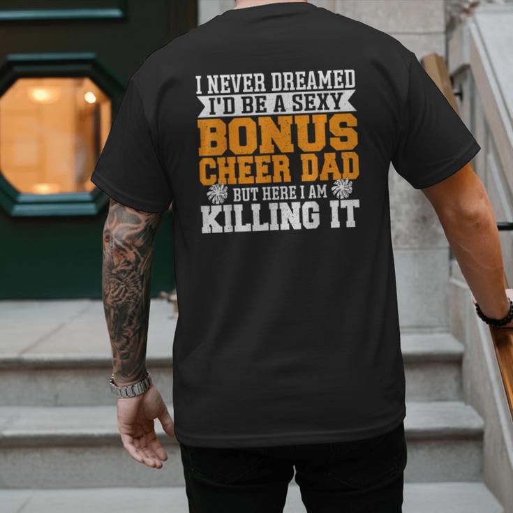 Bonus Cheer Dad Cheer Step Dad Men's Back Print T-Shirt