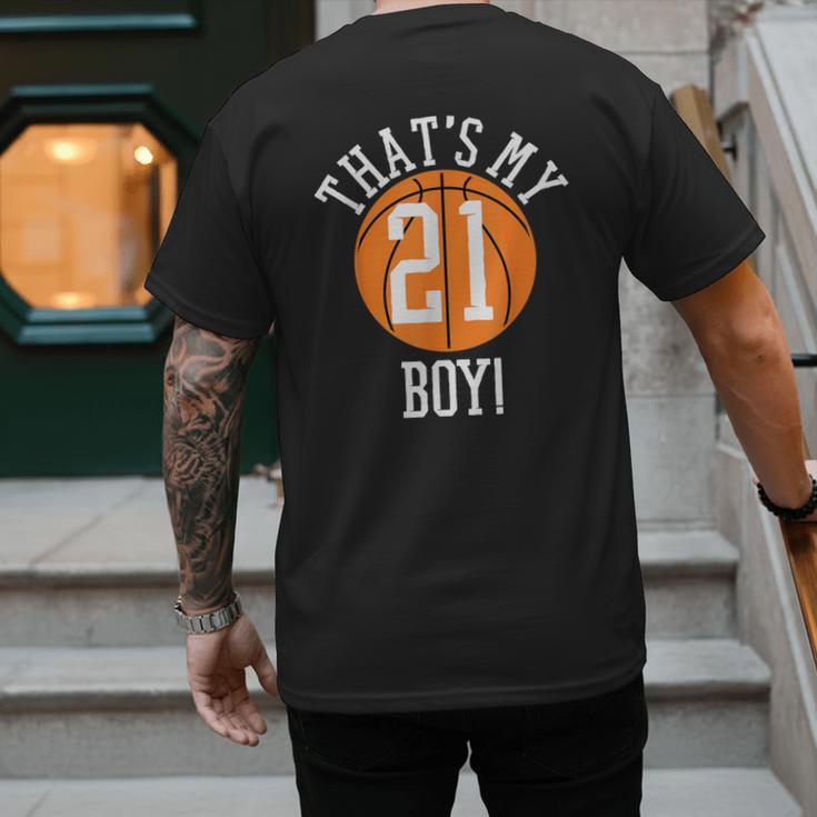 My Boy 21 Basketball Number 21 Jersey Basketball Mom Dad Men's Back Print T-Shirt