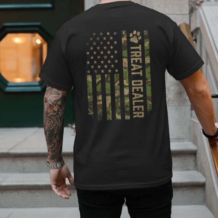 Camo Cat Treat Dealer American Flag US Cat Dad 4th Of July For Men Women Men's Back Print T-Shirt