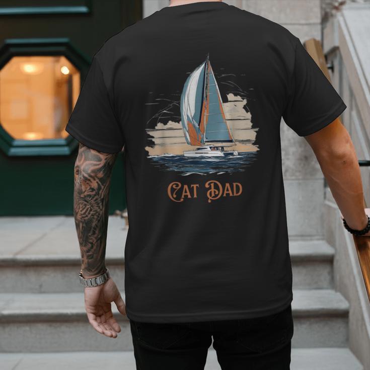 Cat Dad Vintage Catamaran Sailing Men's Back Print T-Shirt