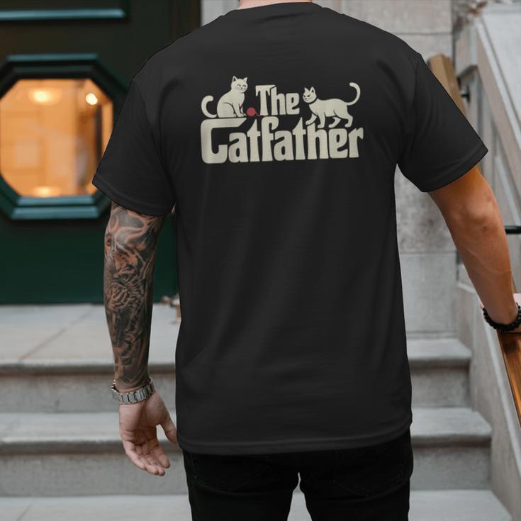 The Catfather Cat Dad Father's Day Cat Lover Men's Back Print T-Shirt