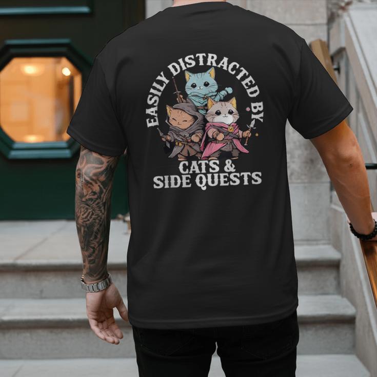 Cats Side Quest Distracted Tabletop Men Women Kids Dad Men's Back Print T-Shirt Cats Side Quest Distracted Tabletop Men Women Kids Dad Men's Back Print T-Shirt