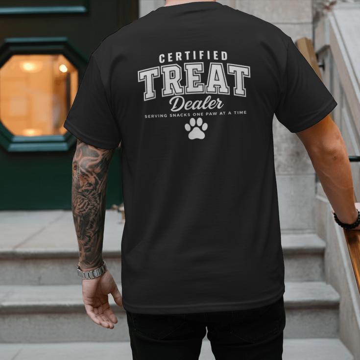 Certified Treat Dealer Dog Mom Dog Dad Men's Back Print T-Shirt
