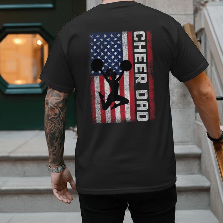 Cheer Dad American Flag Cheerleader Support Men's Back Print T-Shirt