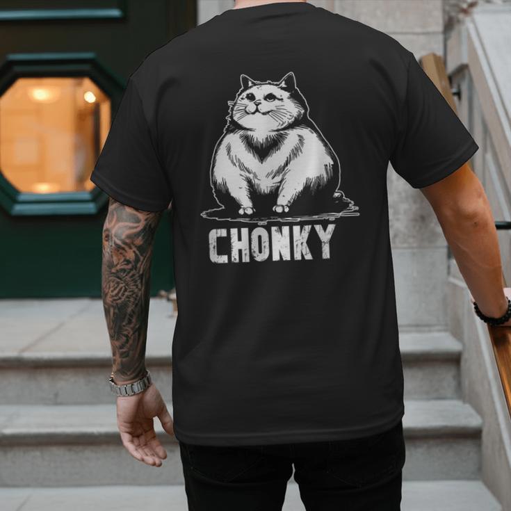 Chonk Fat And Hairy Cat Cats Kittens Dad Graphic Mom Funny Men's Back Print T-Shirt Chonk Fat And Hairy Cat Cats Kittens Dad Graphic Mom Funny Men's Back Print T-Shirt