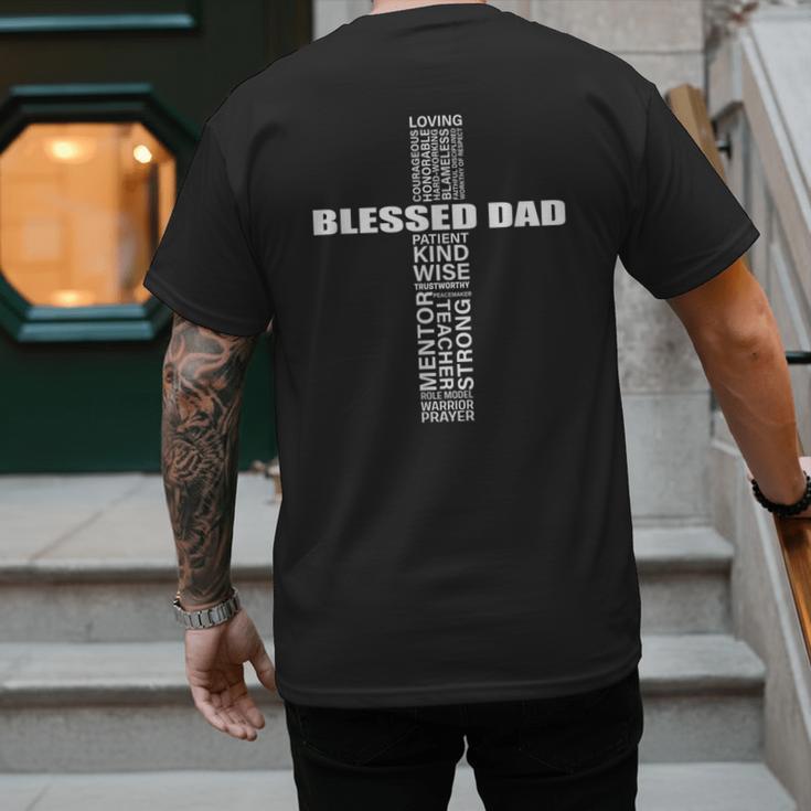 Christian Blessed Dad Cross Father's Day Best Dad Men's Back Print T-Shirt