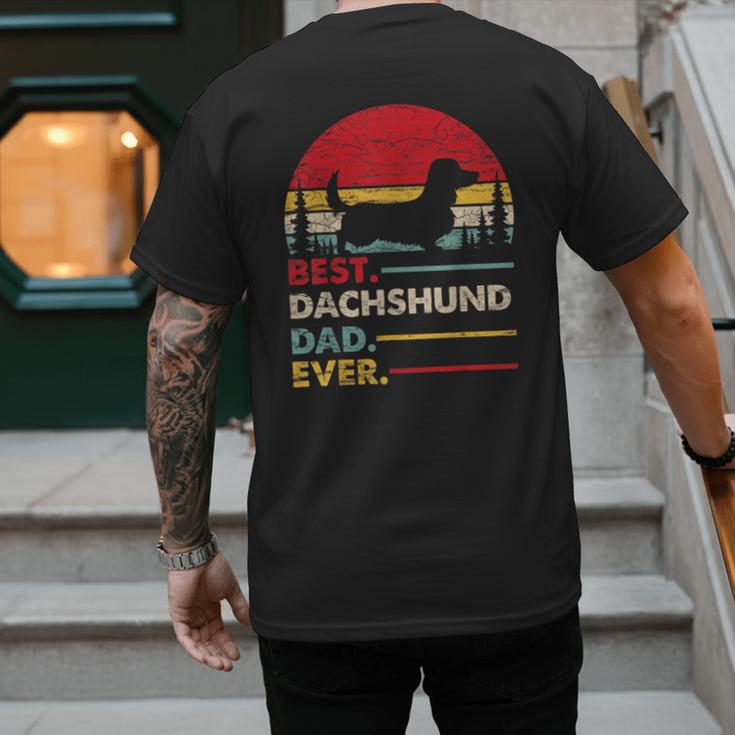 Dachshund Long Haired Best Dad Ever Dog Vintage Retro Men's Back Print T-Shirt