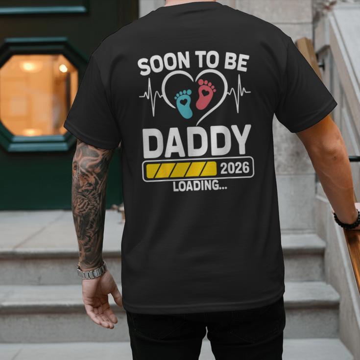 Dad To Be 2026 Loading Dad Est 2026 Promoted To Daddy Men's Back Print T-Shirt