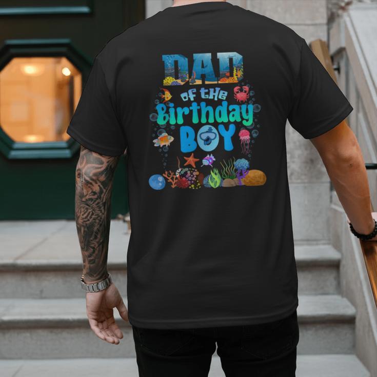 Dad Of The Birthday Boy Aquarium Sea Animals Matching Men's Back Print T-Shirt