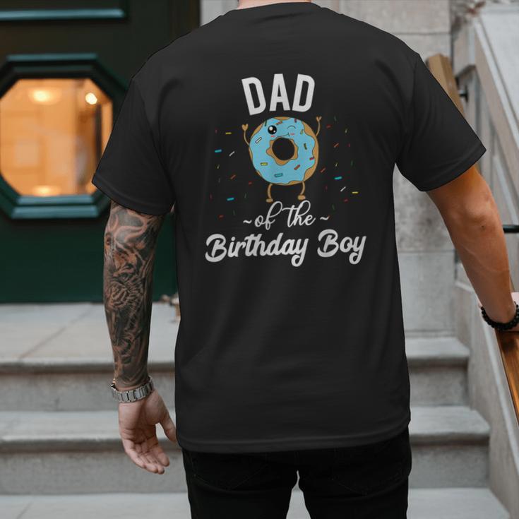 Dad Of The Birthday Boy Donut Theme Party Blue Father Men's Back Print T-Shirt Dad Of The Birthday Boy Donut Theme Party Blue Father Men's Back Print T-Shirt