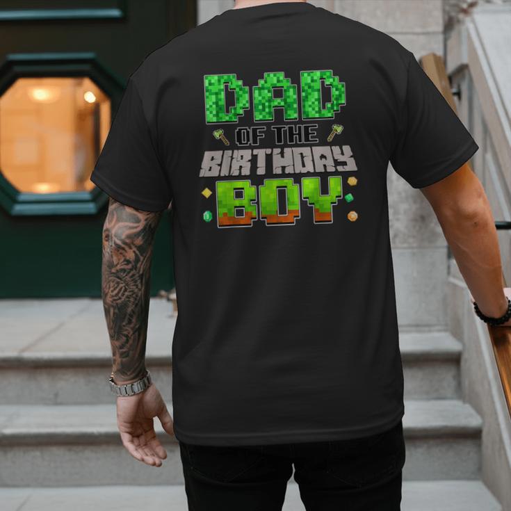 Dad Of The Birthday Boy Family Gaming Pixel Birthday Party Men's Back Print T-Shirt