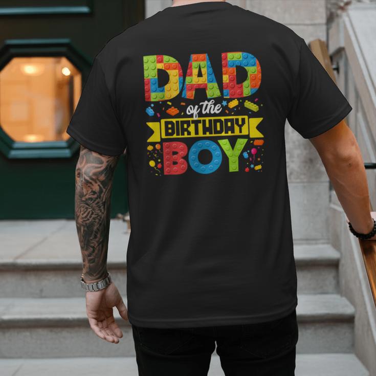 Dad Of The Birthday Boy Master Builder Kids Building Blocks Men's Back Print T-Shirt